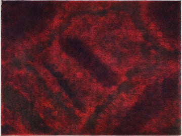 handmade Over Dyed Over Dyed Drk. Red Blue Hand Knotted RECTANGLE 100% WOOL area rug 8x10